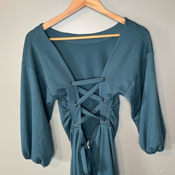 Free People Bianca Corset Back Mini Dress - Sample - Teal - Picture 6 of 9
